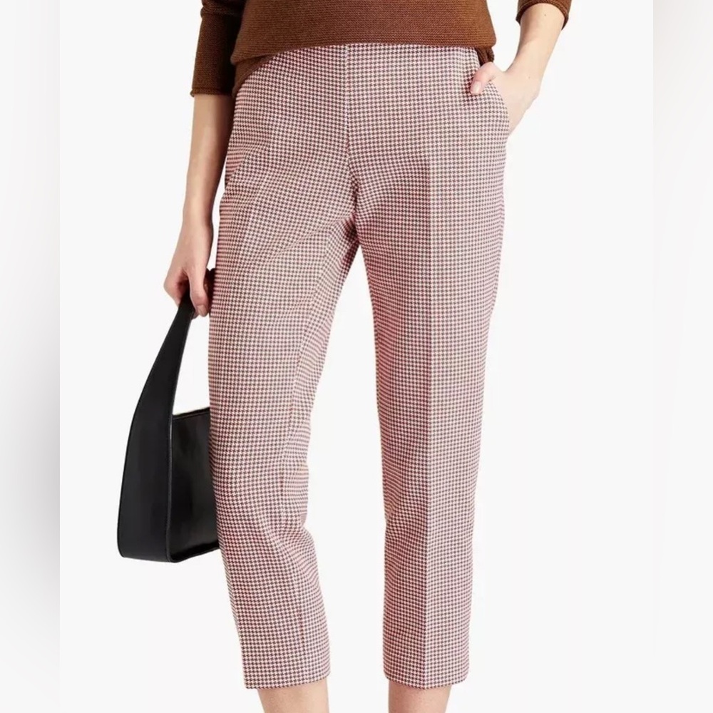 Theory Pink and White Gingham Cropped Trousers